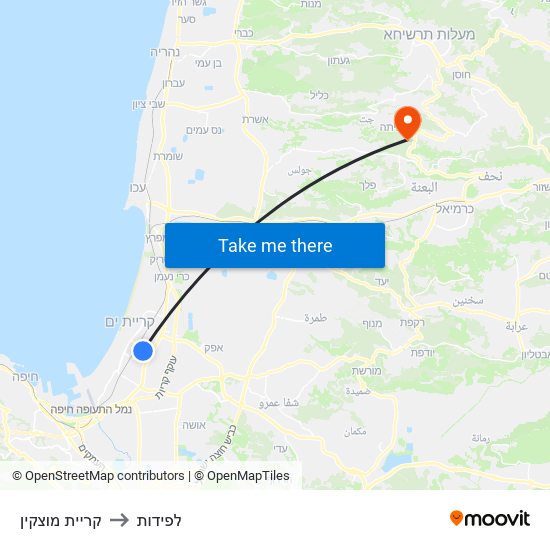 קריית מוצקין to לפידות map