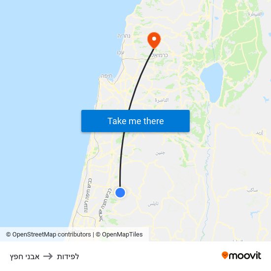 אבני חפץ to לפידות map