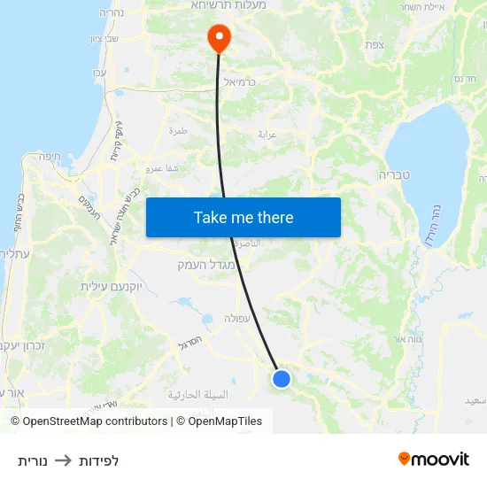 נורית to לפידות map
