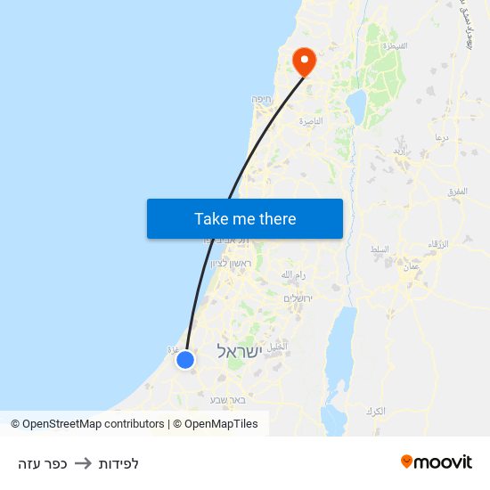 כפר עזה to לפידות map