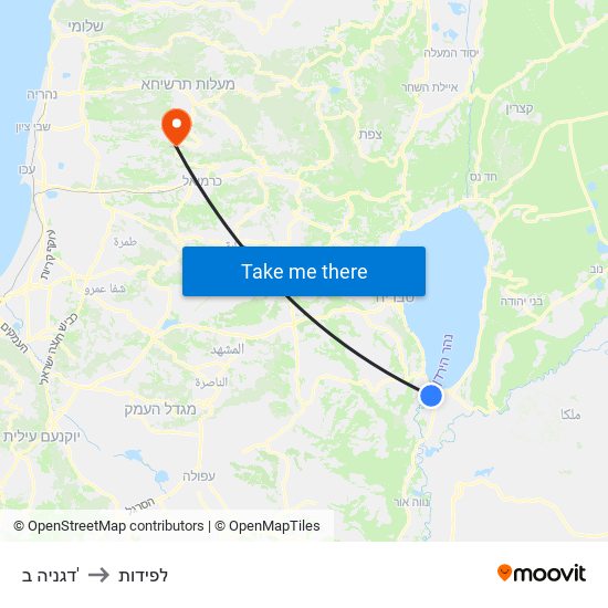 דגניה ב' to לפידות map