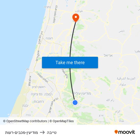 מודיעין-מכבים-רעות to טייבה map