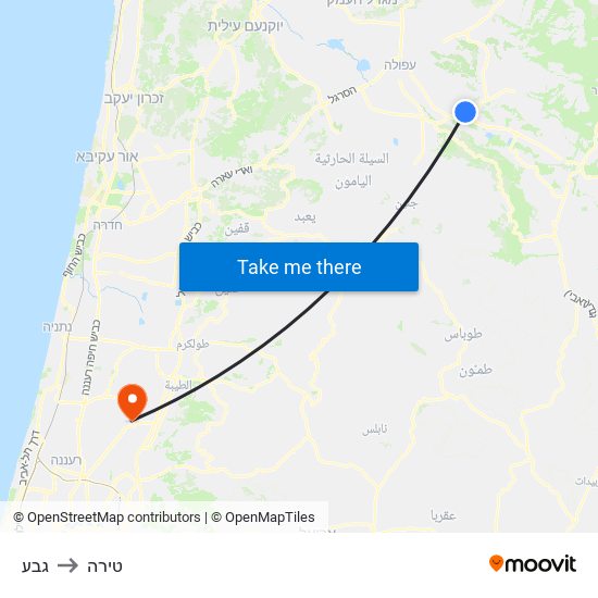 גבע to טירה map