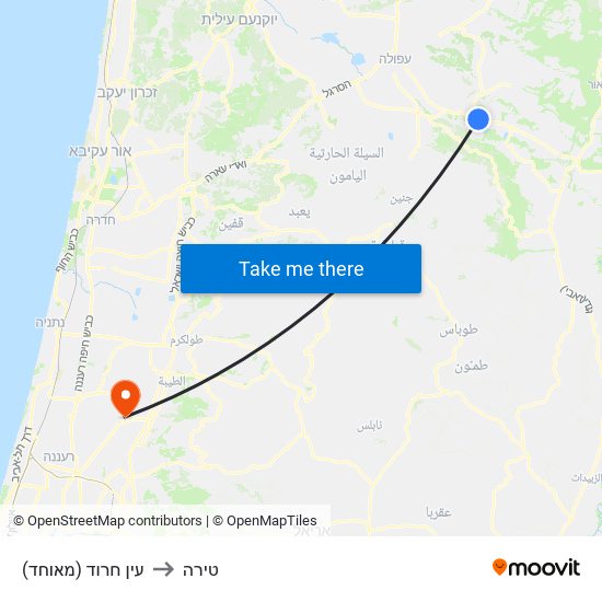 עין חרוד (מאוחד) to טירה map