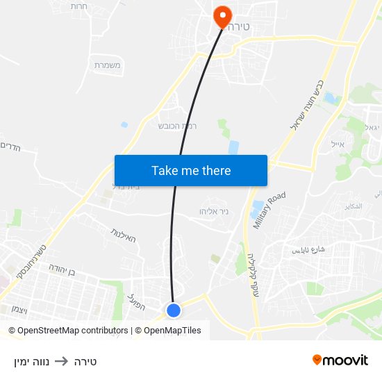 נווה ימין to טירה map