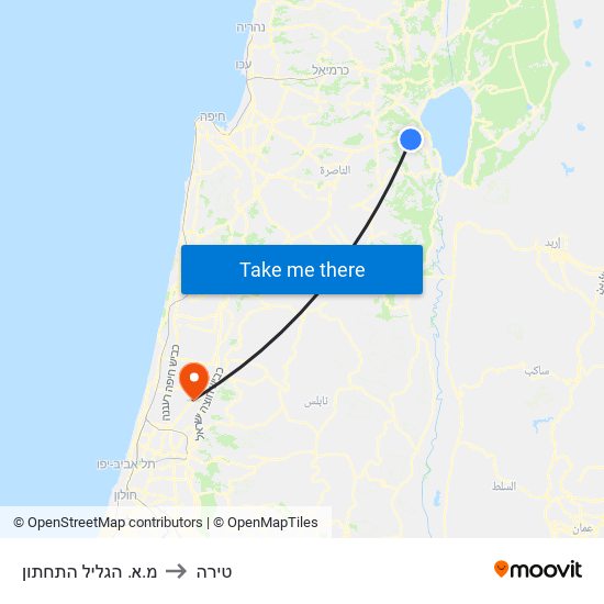 מ.א. הגליל התחתון to טירה map