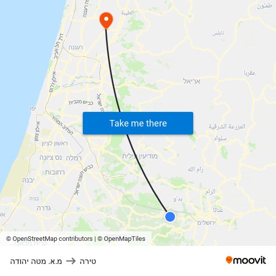 מ.א. מטה יהודה to טירה map