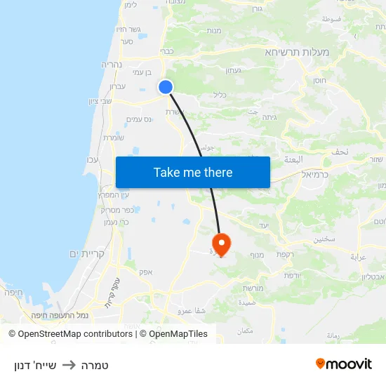 שייח' דנון to טמרה map
