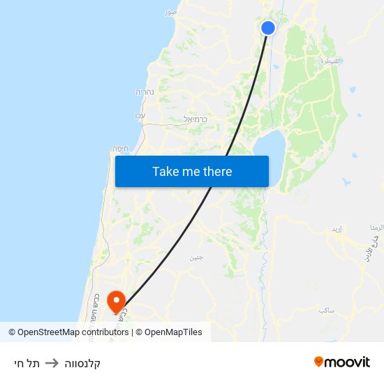 תל חי to קלנסווה map