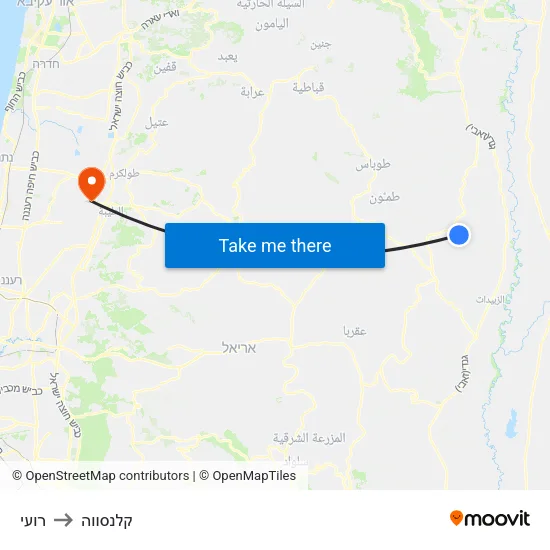 רועי to קלנסווה map