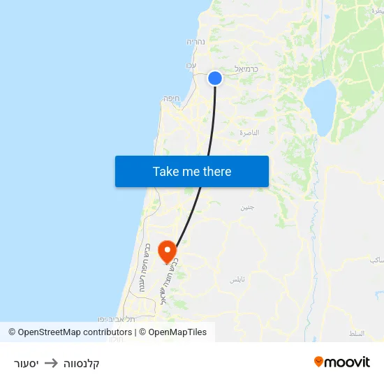 יסעור to קלנסווה map