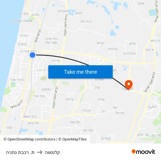 ת. רכבת נתניה to קלנסווה map
