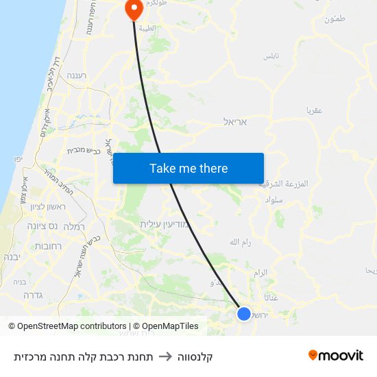 תחנת רכבת קלה תחנה מרכזית to קלנסווה map