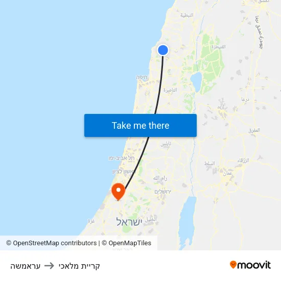עראמשה to קריית מלאכי map