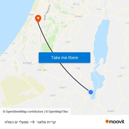 מפעלי ים המלח to קריית מלאכי map