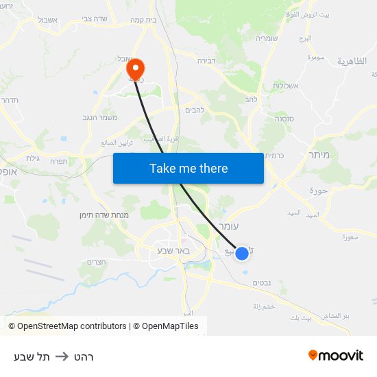תל שבע to רהט map
