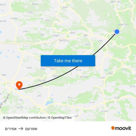 אמירים to שפרעם map