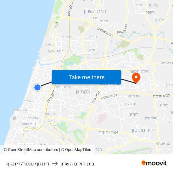 דיזנגוף סנטר/דיזנגוף to בית חולים השרון map