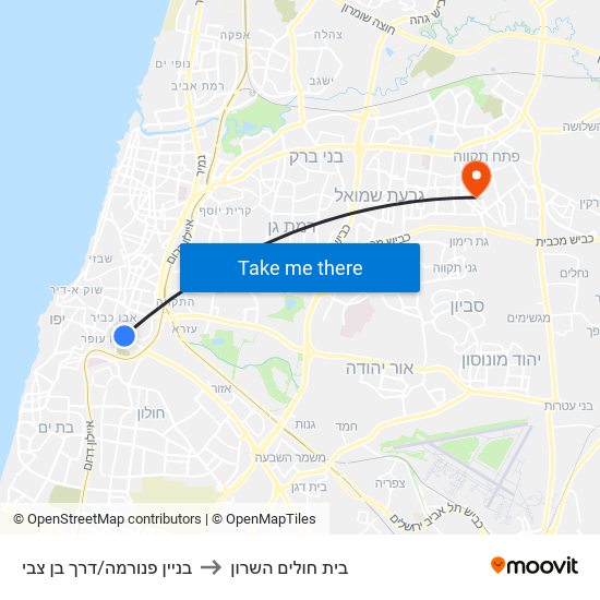 בניין פנורמה/דרך בן צבי to בית חולים השרון map