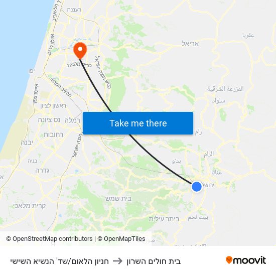 חניון הלאום/שד' הנשיא השישי to בית חולים השרון map