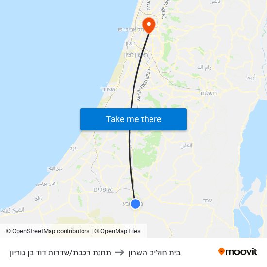 תחנת רכבת/שדרות דוד בן גוריון to בית חולים השרון map