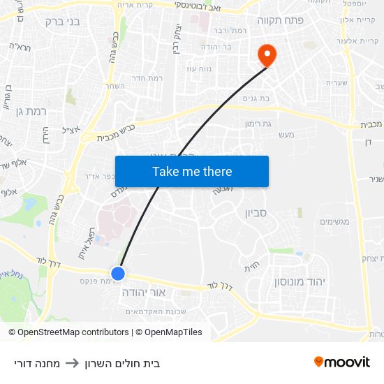 מחנה דורי to בית חולים השרון map