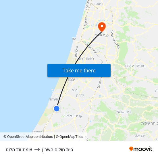 צומת עד הלום to בית חולים השרון map