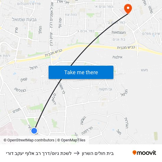 לשכת גיוס/דרך רב אלוף יעקב דורי to בית חולים השרון map