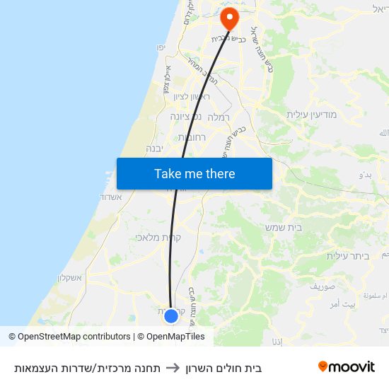 תחנה מרכזית/שדרות העצמאות to בית חולים השרון map