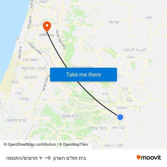 יד חרוצים/התנופה to בית חולים השרון map