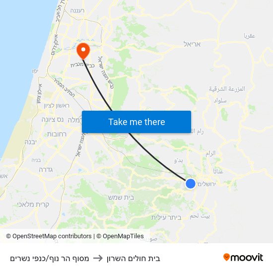 מסוף הר נוף/כנפי נשרים to בית חולים השרון map