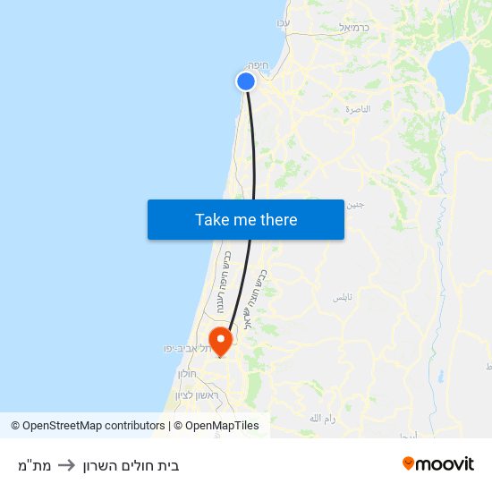 מת''מ to בית חולים השרון map