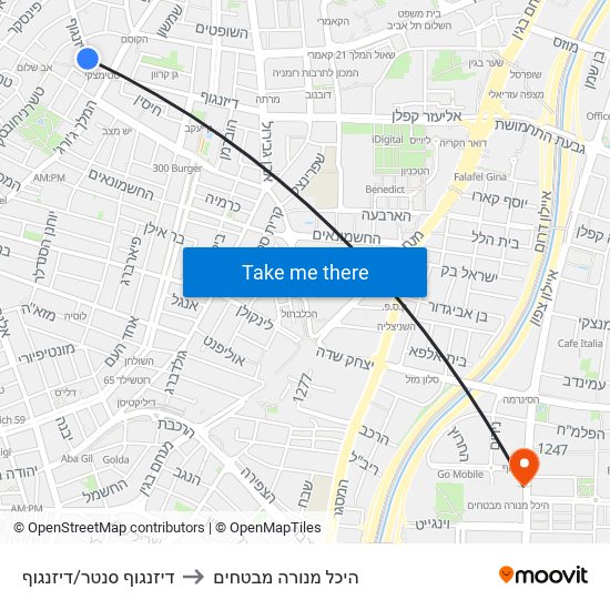 דיזנגוף סנטר/דיזנגוף to היכל מנורה מבטחים map