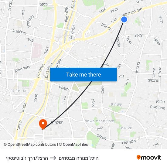 הרצל/דרך ז'בוטינסקי to היכל מנורה מבטחים map