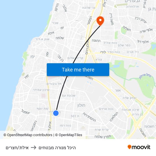 אילת/חצרים to היכל מנורה מבטחים map