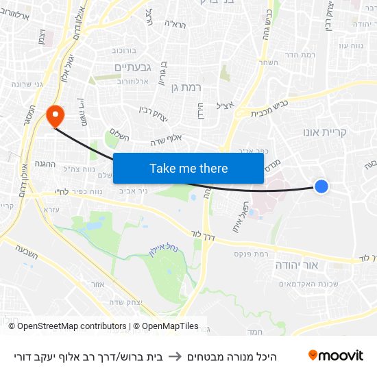 בית ברוש/דרך רב אלוף יעקב דורי to היכל מנורה מבטחים map