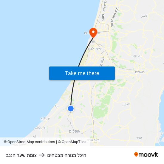 צומת שער הנגב to היכל מנורה מבטחים map