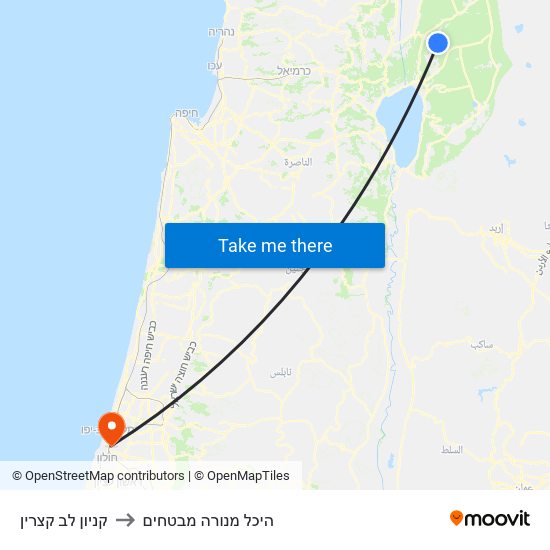 קניון לב קצרין to היכל מנורה מבטחים map