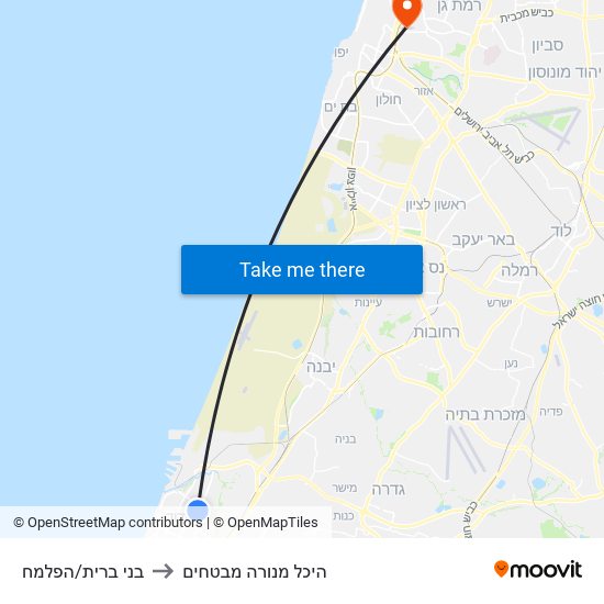 בני ברית/הפלמח to היכל מנורה מבטחים map