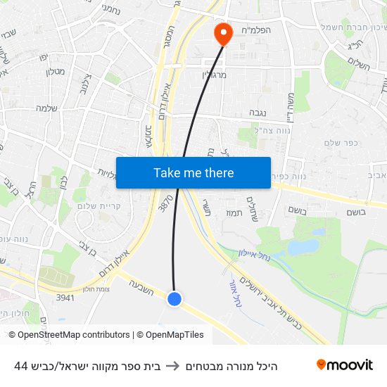 בית ספר מקווה ישראל/כביש 44 to היכל מנורה מבטחים map
