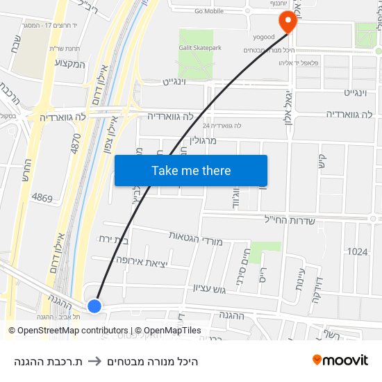 ת.רכבת ההגנה to היכל מנורה מבטחים map