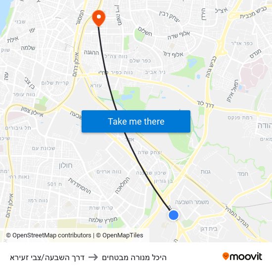 דרך השבעה/צבי זעירא to היכל מנורה מבטחים map