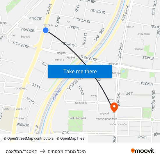 המסגר/המלאכה to היכל מנורה מבטחים map