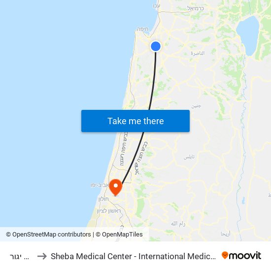 מחלף יגור to Sheba Medical Center - International Medical Tourism Division map