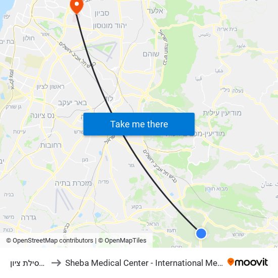 מסעף מסילת ציון to Sheba Medical Center - International Medical Tourism Division map