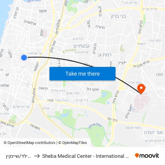 שד' רוטשילד/שיינקין to Sheba Medical Center - International Medical Tourism Division map