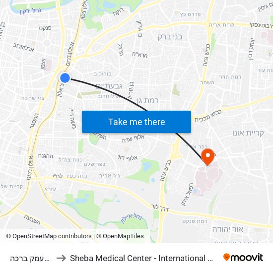 יגאל אלון/עמק ברכה to Sheba Medical Center - International Medical Tourism Division map