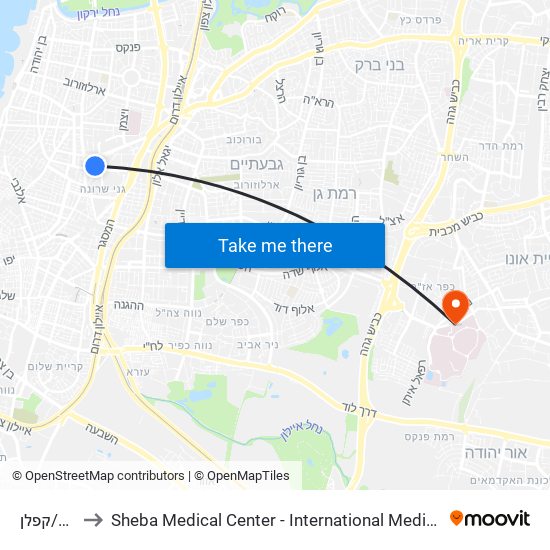 דובנוב/קפלן to Sheba Medical Center - International Medical Tourism Division map