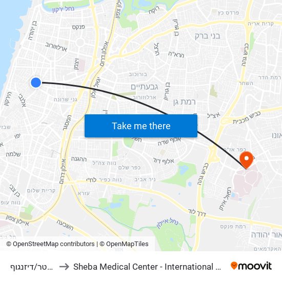 דיזנגוף סנטר/דיזנגוף to Sheba Medical Center - International Medical Tourism Division map