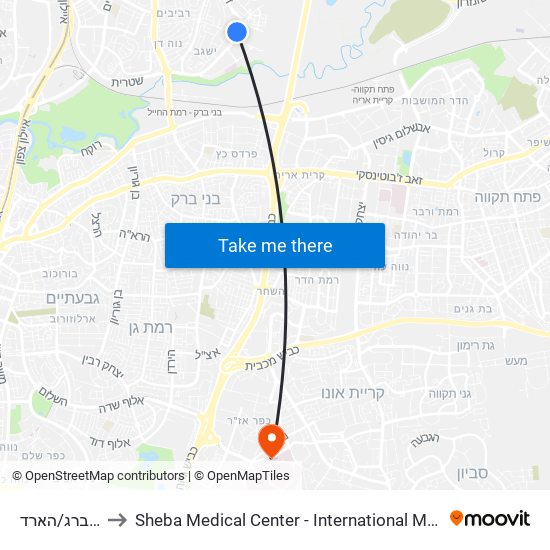 ראול ולנברג/הארד to Sheba Medical Center - International Medical Tourism Division map